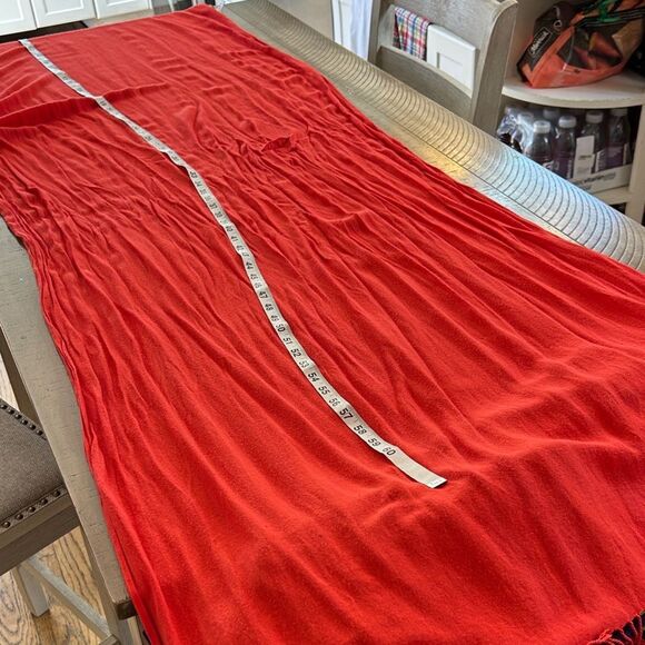 Red Orange Fringe Viscose Wrap Scarf 🧣 Made in India o - Picture 12 of 17